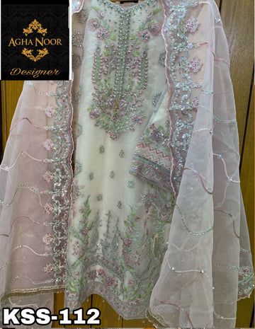 Aga Noor Organza Partywear Dress | Kss-112