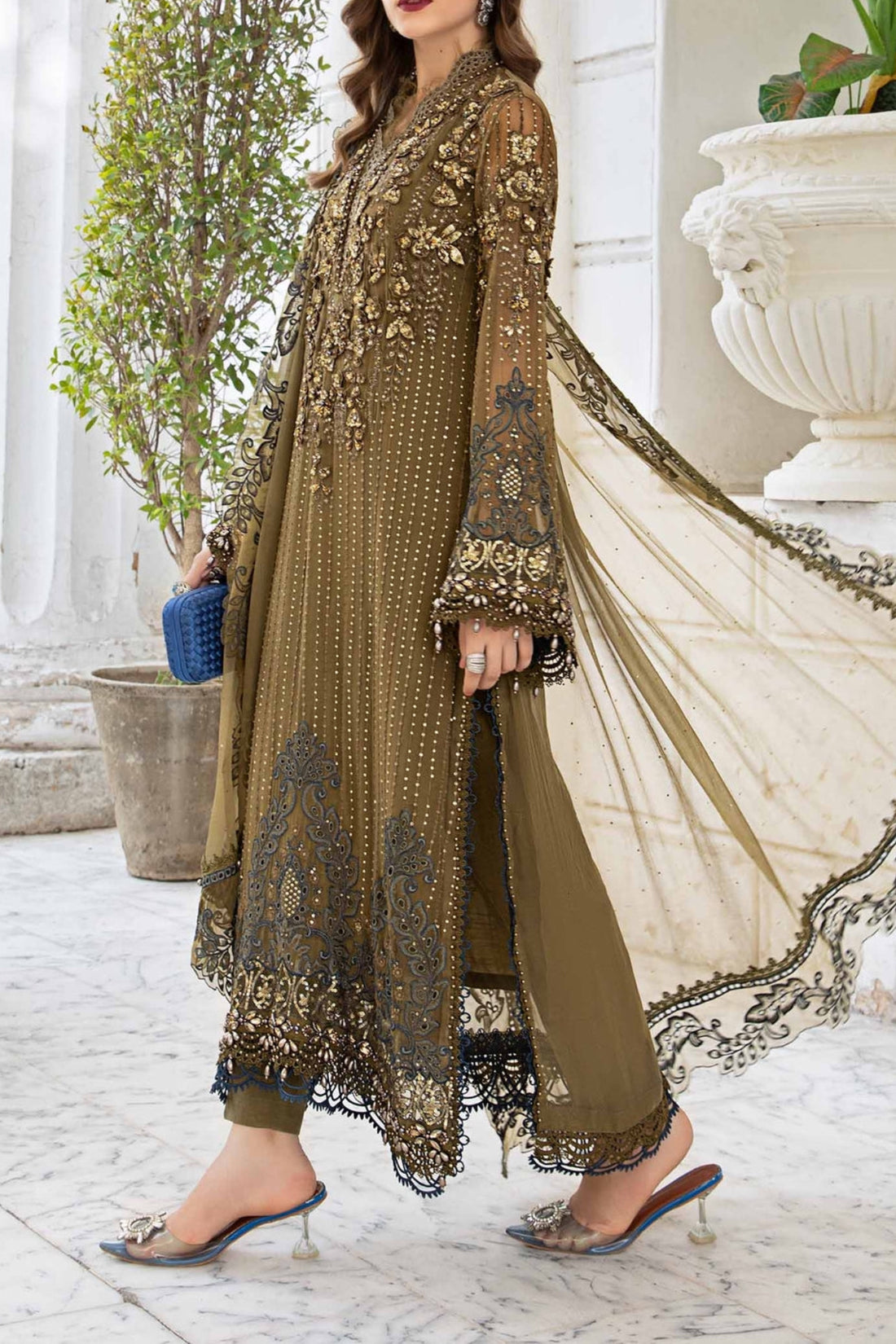 Maria B Luxury Embroidered Net Party Wear Dress | Kss-224