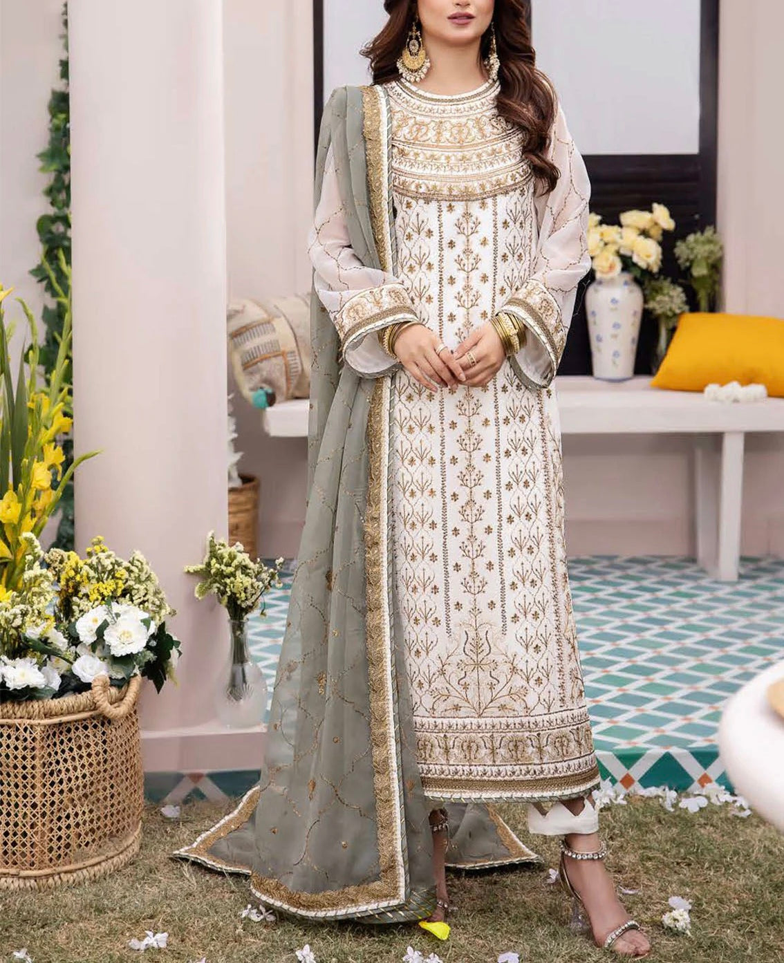 Asim Jofa Chiffon PartyWear Dress | 5324