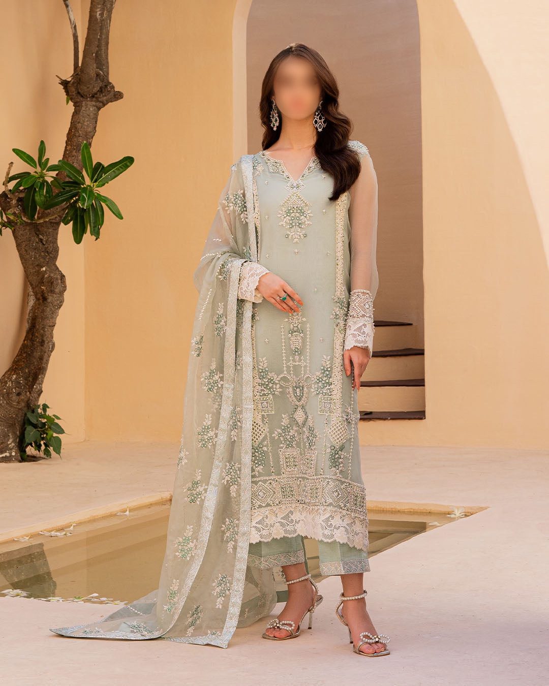 Mushq Luxury Organza Partywear Dress | Kss-195