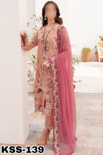 Ramsha Luxury Chiffon Partywear Dress | Kss-139