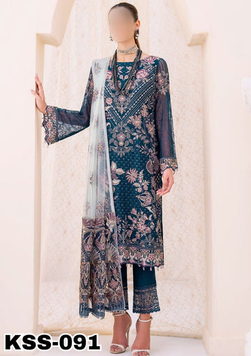 Ramsha Chiffon Partywear Dress | Kss-091