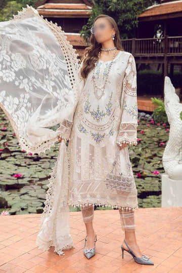 Maria B Lawn ChickenKari PartyWear Dress | Kssl-OffWhite