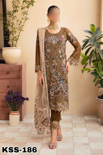 Ramsha Chiffon With Net Dupatta Party Wear Dress | kss-193