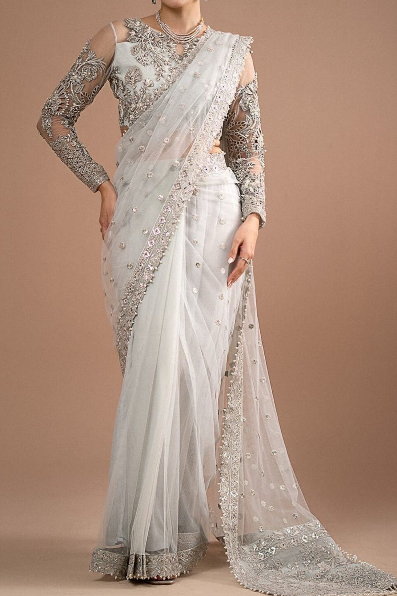 Imrozia Premium Embroidery Lumiere Luxury Net Saree | kss-222