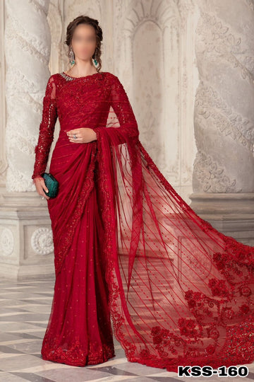 Maria B Luxury Chiffon Saree PartyWear Dress | Kss-160