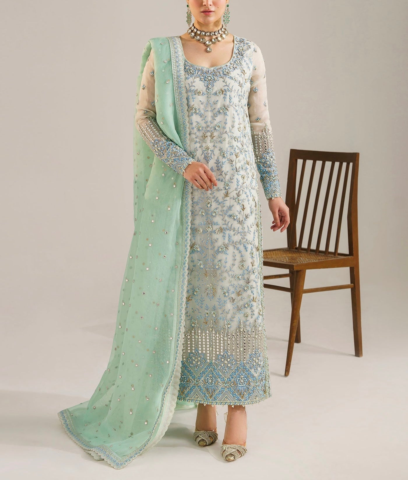 Akbar Aslam Luxury Organza PartyWear Dress |5306