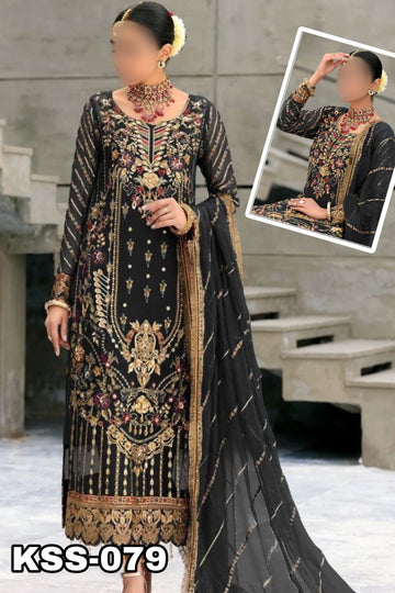 Emaan Adeel Chiffon Partywear Dress | Kss-079