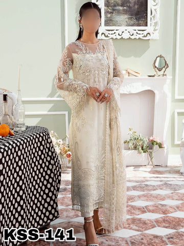 Imrozia Premium Luxury Chiffon Partywear Dress | Kss-141