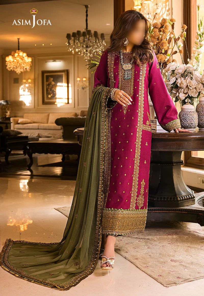 Asim Jofa Luxury Chiffon Partywear Dress | Kss-150