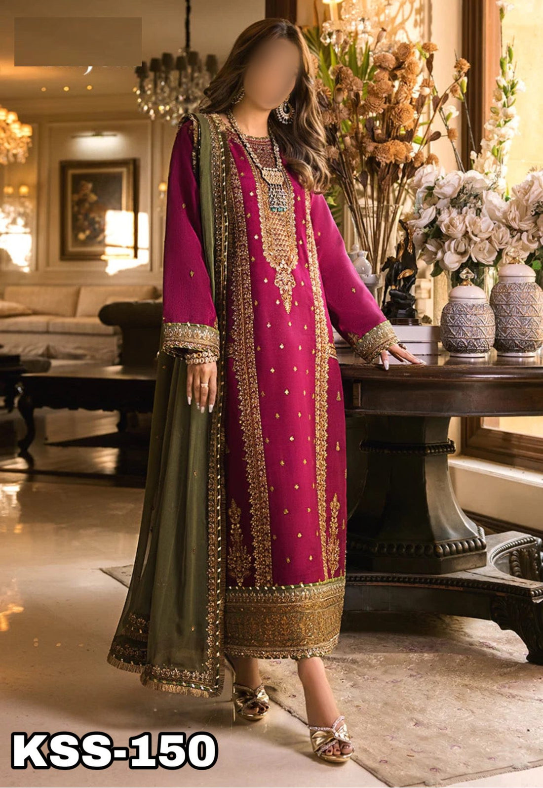 Asim Jofa Luxury Chiffon Partywear Dress | Kss-150