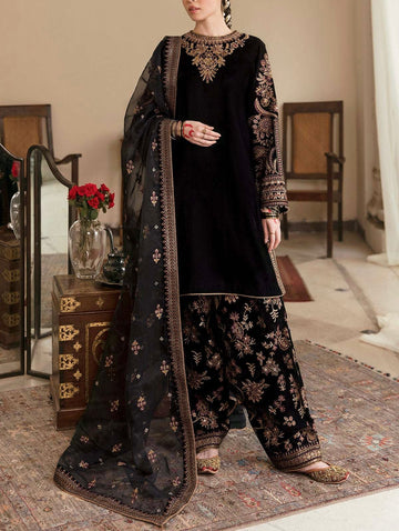 Baroque Black Luxury Velvet Dress |5338