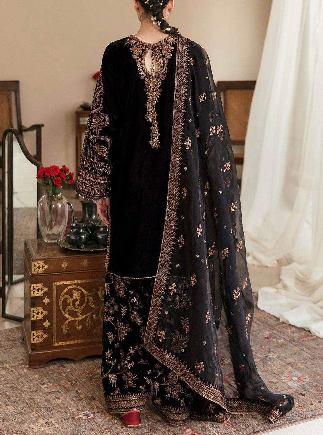 Baroque Black Luxury Velvet Dress |5338