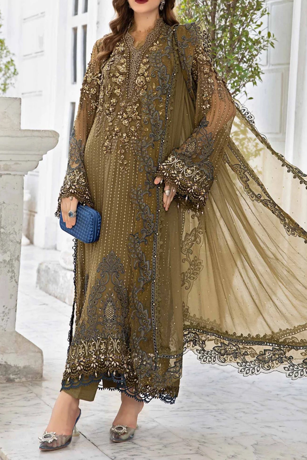 Maria B Luxury Embroidered Net Party Wear Dress | Kss-224