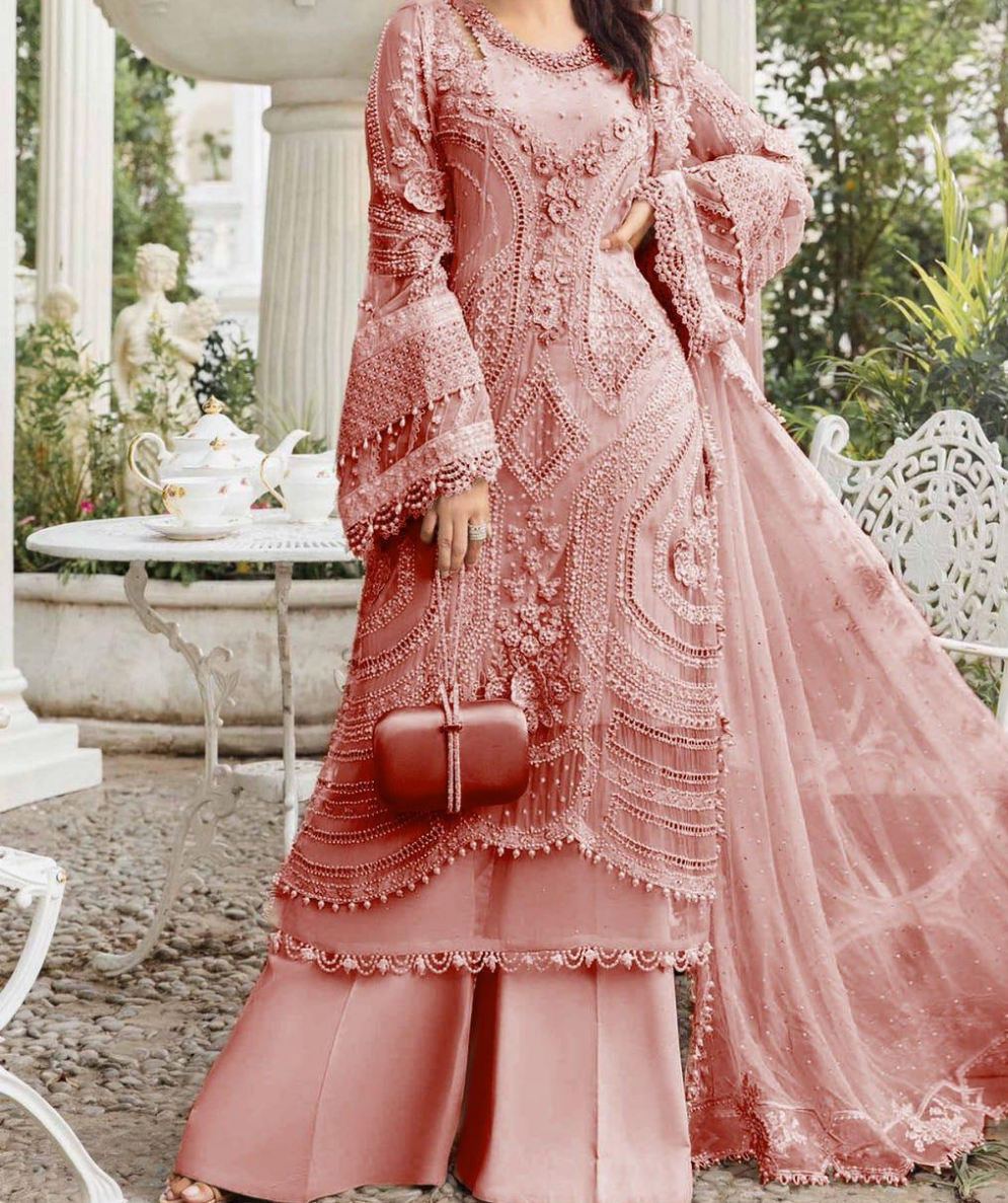 Maria B New Luxury Chiffon Party Wear Dress | Kss-199-PEACH