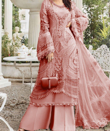 Maria B New Luxury Chiffon Party Wear Dress | Kss-199-PEACH