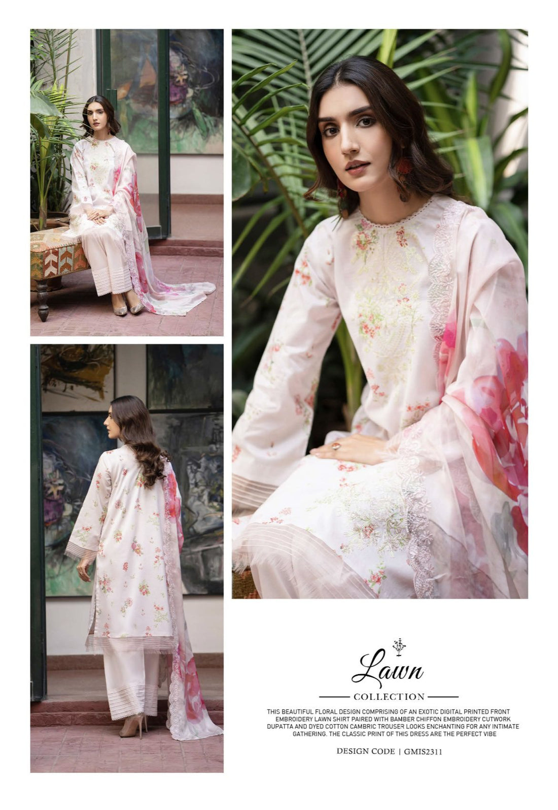 Mishaal unstitched 3Pcs Embroidered lawn Collection 2024 By GULLJEE®️ |A-03