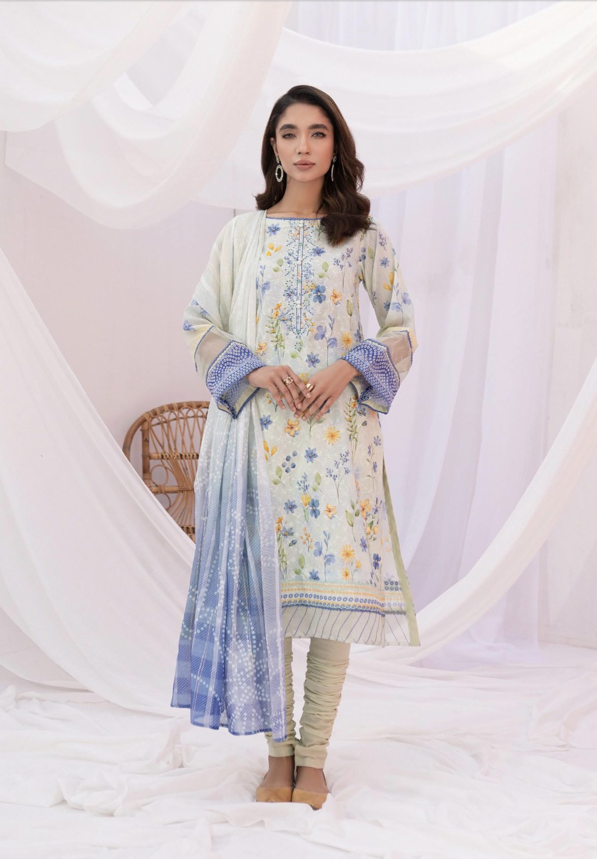 Kroma Lawn Chickenkari Printed Emb collection | K-04